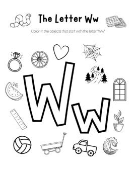 Letter W Coloring Worksheet By High Street Scholar Boutique Tpt