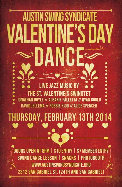 Austin Swing Syndicate Valentine S Day Dance Poster For February