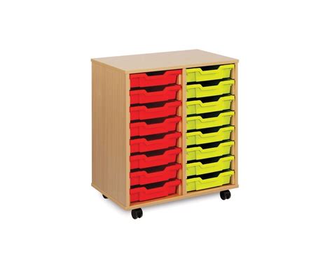 Monarch Beech Double Column 16 Shallow Tray Classroom Storage Unit