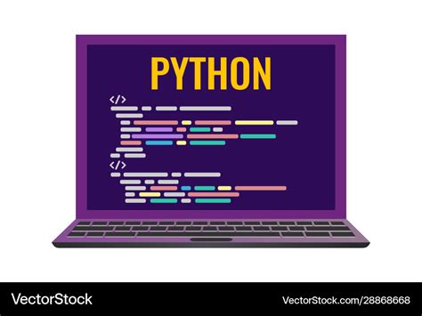 Laptop With A Code Computer Language Python Vector Image