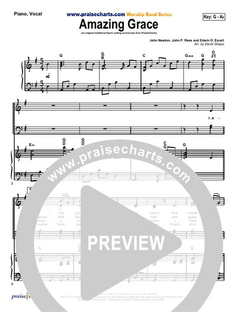 Amazing Grace Sheet Music Pdf Praisecharts Traditional Hymn