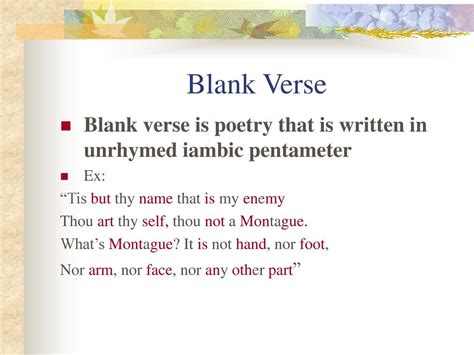 Examples Of Blank Verse