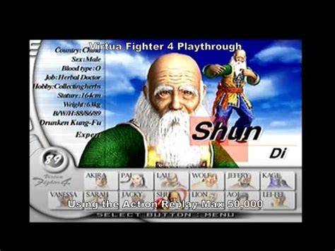 Virtua Fighter 4 Shun Di Playthrough Using The Ps2 Action Replay Max