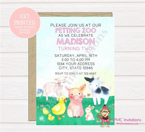 Custom Printed Farm Barn Petting Zoo Birthday Invitation Etsy