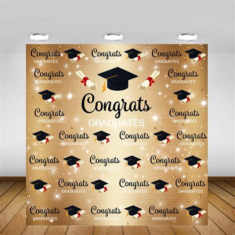 Buy Moca Graduation Backdrop 6x6ft Black And Gold Congrats Grad Class Of 2021 Photo Booth