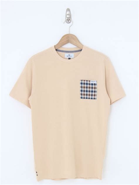 Aquascutum Club Check Pocket T Shirt In Beige Northern Threads