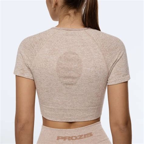 BFF Crop T Shirt Beige Melange Abbigliamento Prozis