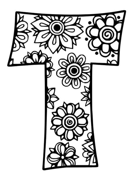 Dibujos De Letra T Y Flores Para Colorear Para Colorear Pintar E