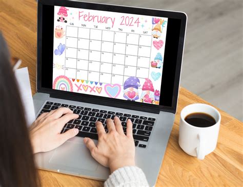 Bearbeitbarer Februar 2024 Kalender Druckbarer Wandkalender 2024