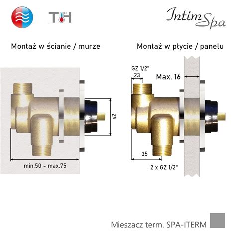 ITERM Termostatyczny Mieszacz Wody Zawory Zwrotne Chrom IntimSpa