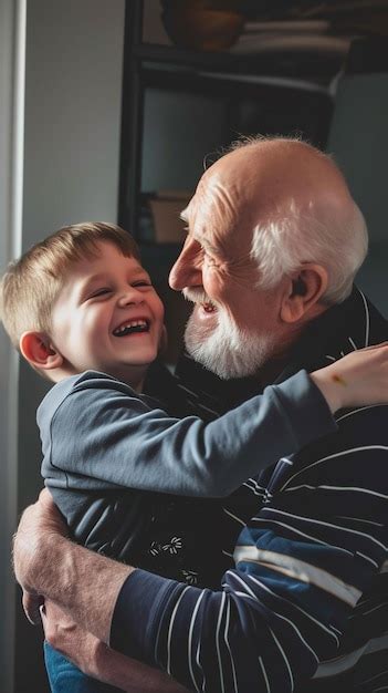 Premium Photo A Smiling Grandfather And His Grandson