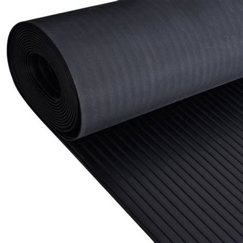 Ribbed Black Anti Slip Shed Van Garage Rubber Flooring Roll 1 2m Wide