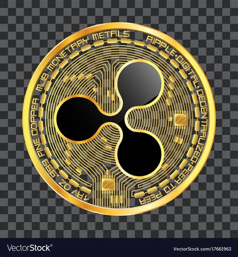 Crypto currency ripple golden symbol Royalty Free Vector