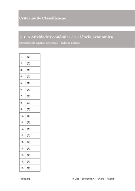 14 Dias U ExercÍcios De Exame Compilados De Economia A 14dias 14 Dias Economia A 10º Ano