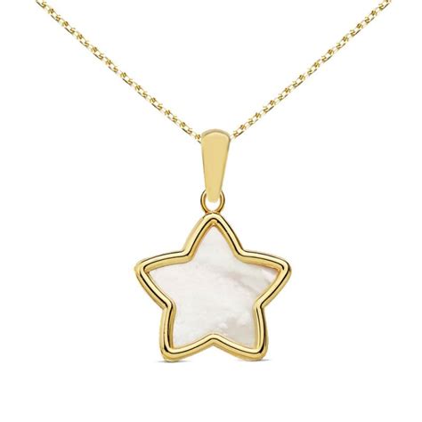 Collier Pendentif Etoile Or Carats Jaune Et Nacre Chaine