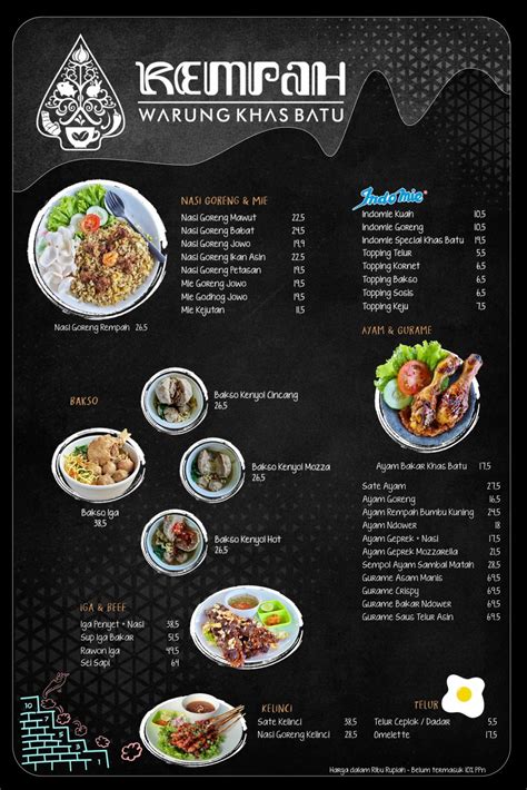 Daftar Menu Rempah Warung Khas Batu