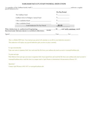 Fillable Online Earlham Payroll Deduction Gift Authorization Form