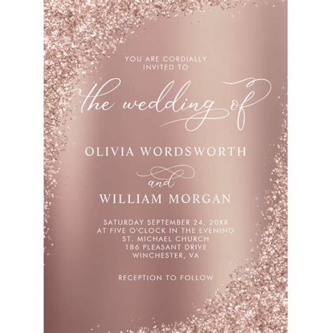 Rose Gold Wedding Invitations Pretty Creations