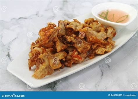 Chicharon Bulaklak Or Deep Fried Pork Ruffle Fat Stock Image Image Of