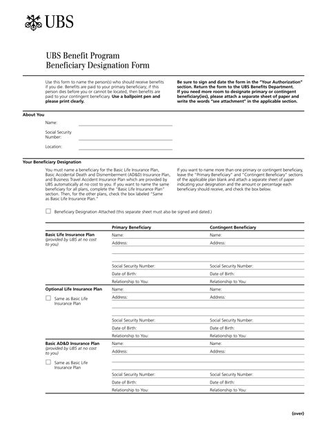 Beneficiary Designation Form Sample