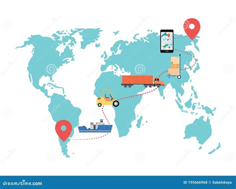 World Map With Cargo Delivery Route Global Logistics Service Poster