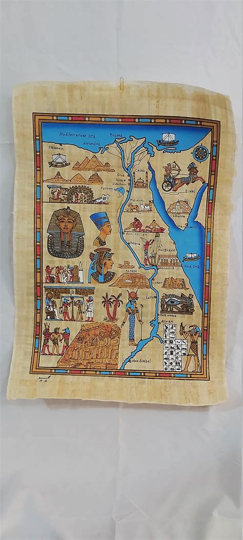 Egyptian Papyrus Painting Map Of Egypt Papyrus Painting Etsy