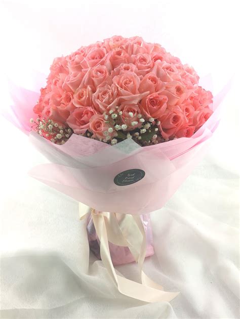 Love Devotion 99 Pink Roses Fresh Flower Bouquet Delivery Ipoh