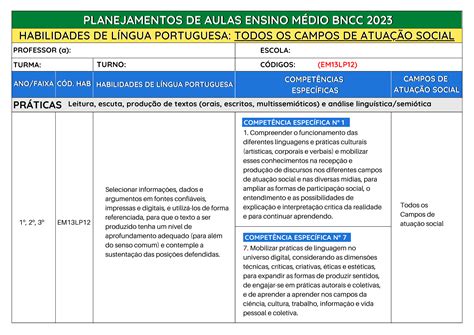 Planejamentos E Atividades Novo Ensino M Dio Ensino M Dio