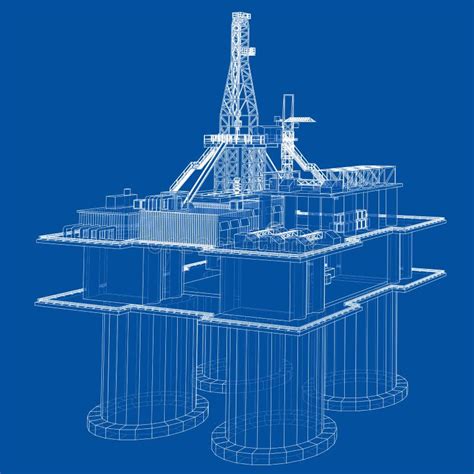 Offshore Oil Rig Drilling Platform Concept Stock Illustration