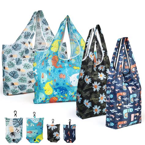 Reusable Grocery Bags Shopping Bags Foldable 4 Pack Large Cute Groceries Bags Ebay