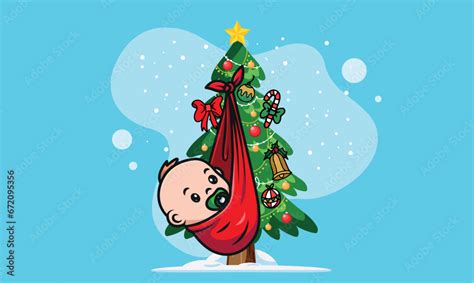 Baby First Christmas Ornaments Vector Illustration Vectorial Work For