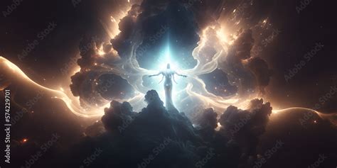 God in Sky with sun and clouds. Heaven Cloud Illustration generativ ai Stock Illustration ...