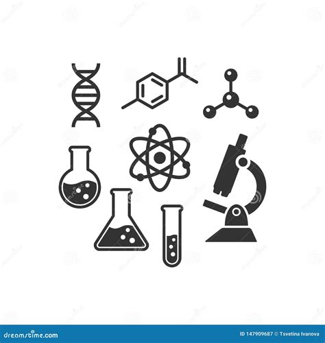 Chemistry Vector Icon Set Black Isolated Laboratory Science Icons