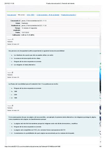 Prueba De Evaluacion 3 Revision Del Intento Pdf