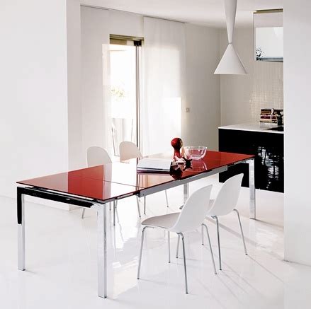 Dining Table Sliding On Steel Frame With Top Glass Keyo Dual Bontempi