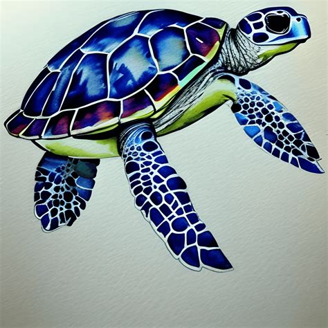 Kawaii Chibi Sea Turtle Cartoon Illustration Creative Fabrica