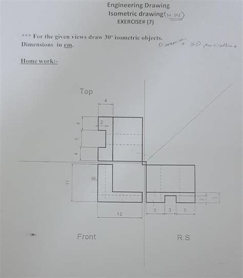 Solved Engineering Drawing Isometric drawing (H,W) | Chegg.com | Chegg.com