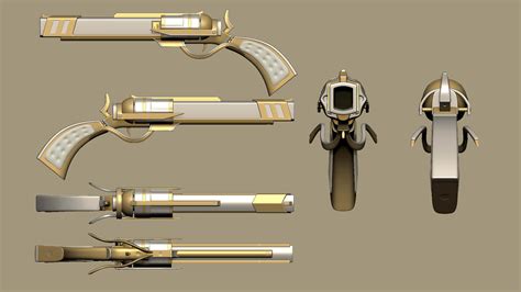 Sci-Fi Gun 07 - Golden Revolver 3D Model by gsommer