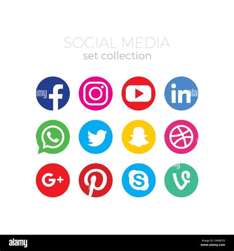 Social Media Icon Set Collection Stock Vector Image And Art Alamy