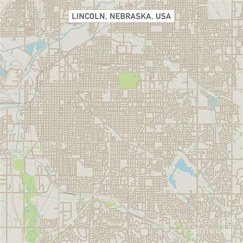 Lincoln Nebraska US City Street Map Digital Art by Frank Ramspott