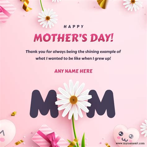 Mom Floral Lettering Mothers Day Card With Name