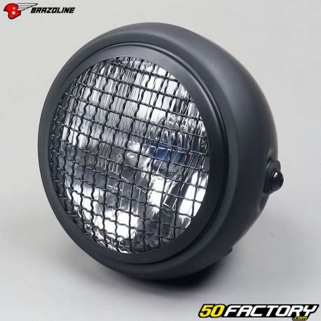 Phare rond brazoline scrambler avec grille pièce moto 50cc 125cc