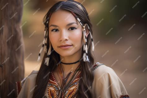 Premium Ai Image Portrait Of A Beautiful Native American Woman With