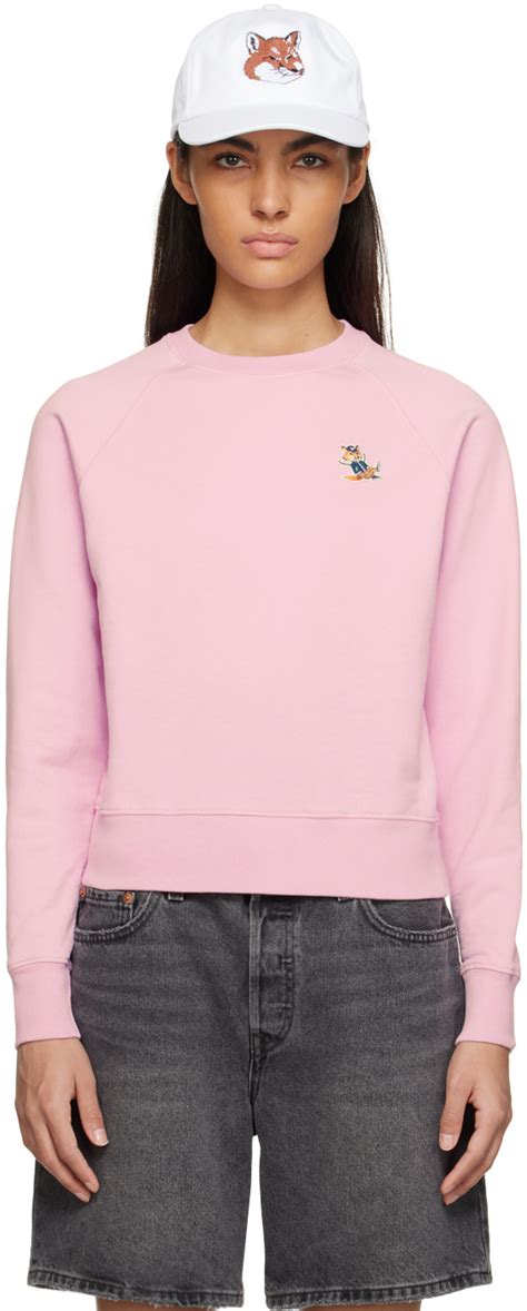 Maison Kitsun Pink Dressed Fox Sweatshirt Maison Kitsune