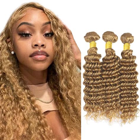 Amazon 27 Bundles Human Hair Honey Blonde Deep Wave Human Hair Bundles 28 28 28 Inch