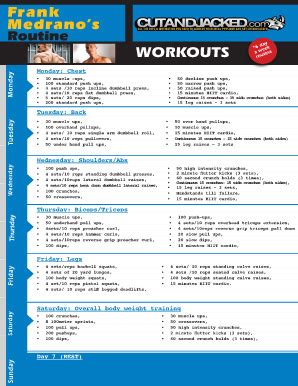 18 Printable 6 day gym workout schedule Forms and Templates - Fillable ...