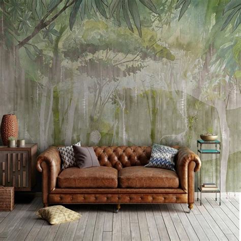 Custom Wallpaper Mural Abstract Medieval Rainforest Elk Bvm Home