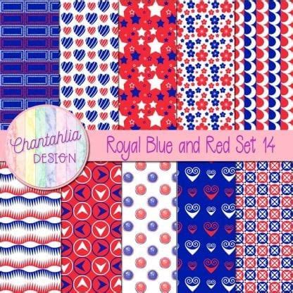 Free Royal Blue And Red Digital Papers With Patterned Designs