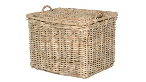 Rattan Core Rectangular Storage Basket With Lid Natural