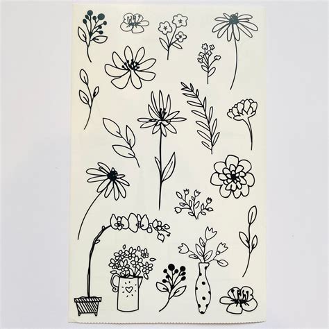 Mrs Grossmans Pen And Ink Flower Stickers Sticker Stash Outlet